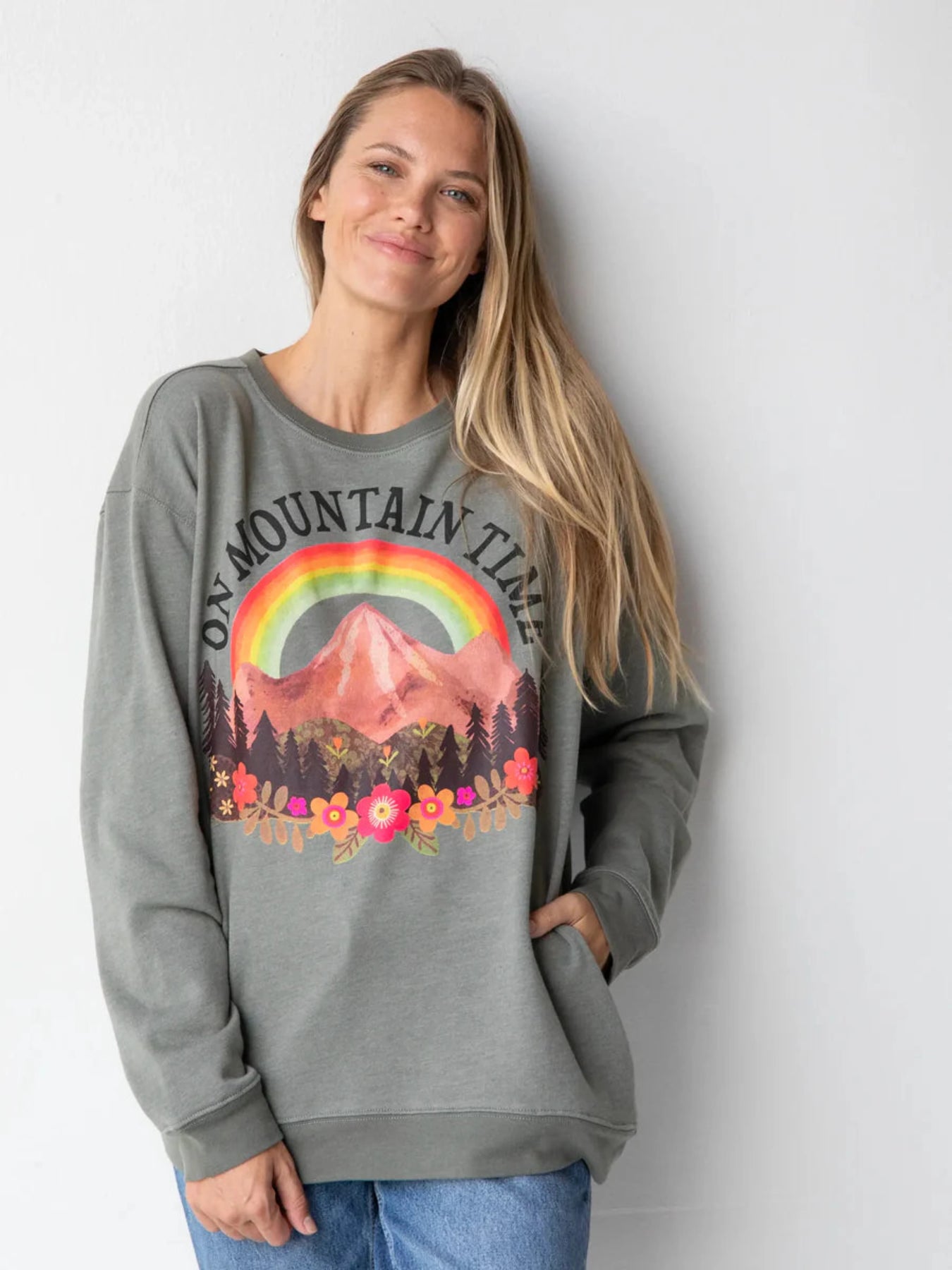 Natural Life Comfy Pocket Sweatshirt Mountain Time
